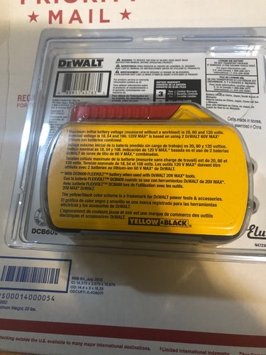 DeWalt DCB609 20V / 60V Flexvolt Battery 9.0Ah Flex Volt 2018