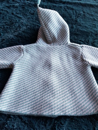 BABY STEM ORGANICS BLUE AND WHITE KNIT WOVEN BUTTON SWEATER CARDIGAN 12 BOY GIRL