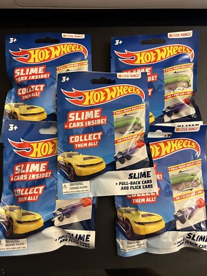 New Lot of 5 Hot Wheels Slime + Pull-Back Cars and Flick Cars Blind Bags BZ