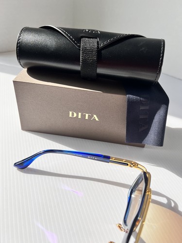 Pre-owned Dita Lxn-evo Dts403-a-03 Blue Swirl Yellow Gold Brown Gradient Lens Sunglasses