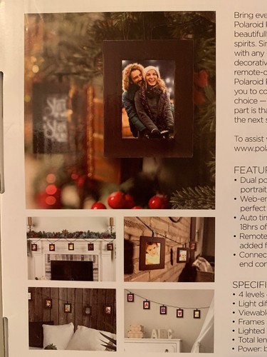 POLAROID 5 PHOTO FRAME STRING LIGHTBOXES Distressed WOOD FRAME ORIGINAL BOX NEW