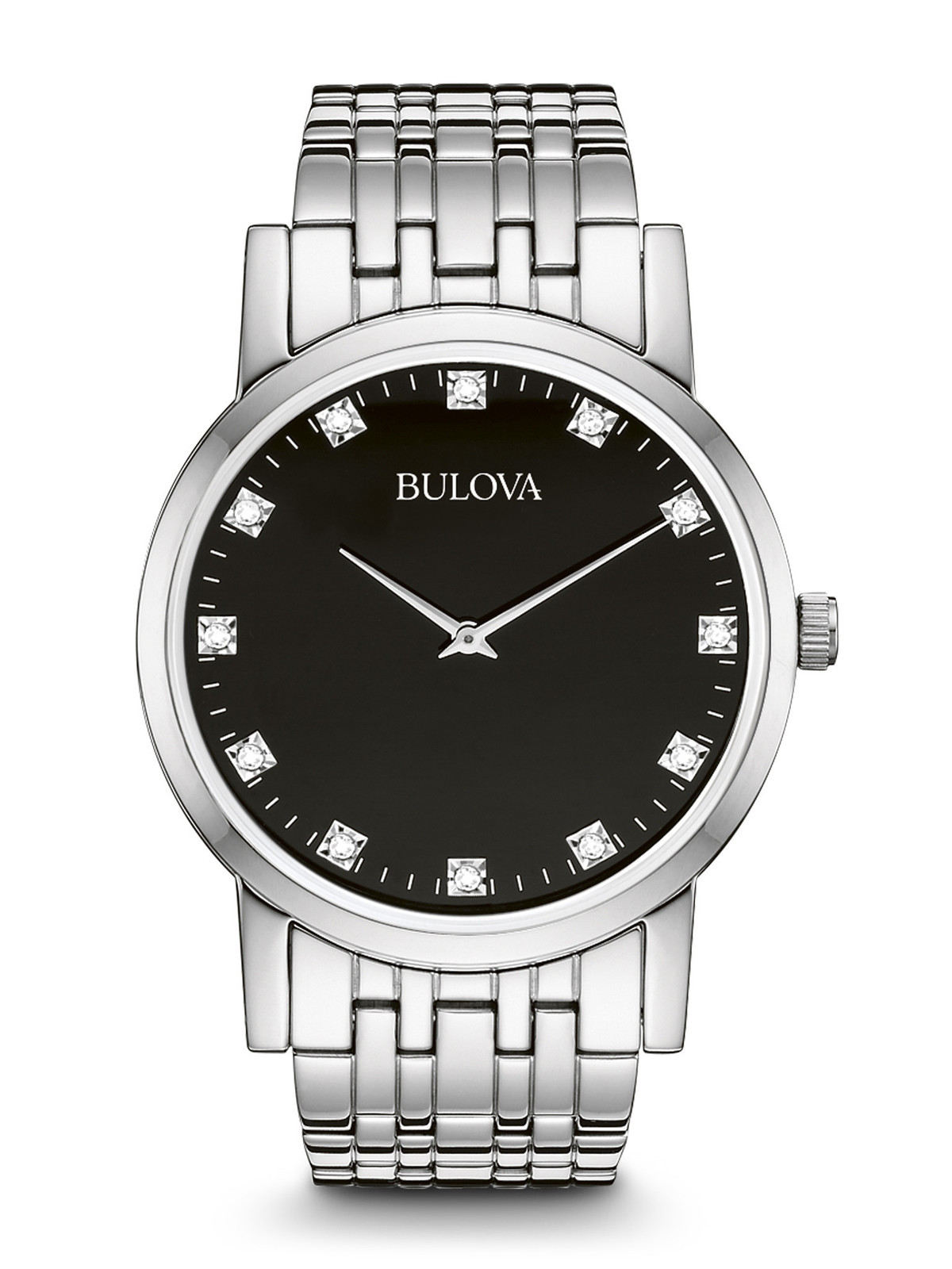 Bulova Men's 96D106 Diamond Accents Quartz Black Dial Bracelet 38mm ...