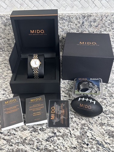 Pre-owned Mido Baroncelli Date 2-tone M7600.9.n6.1 Ladies Watch Auto 29mm Box Paper