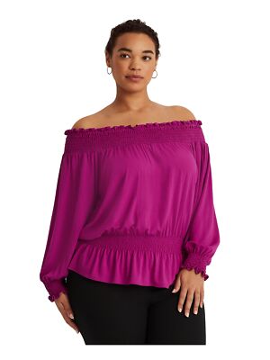 

LAUREN RALPH LAUREN Женский фиолетовый блузон с открытыми плечами и баской, топ плюс