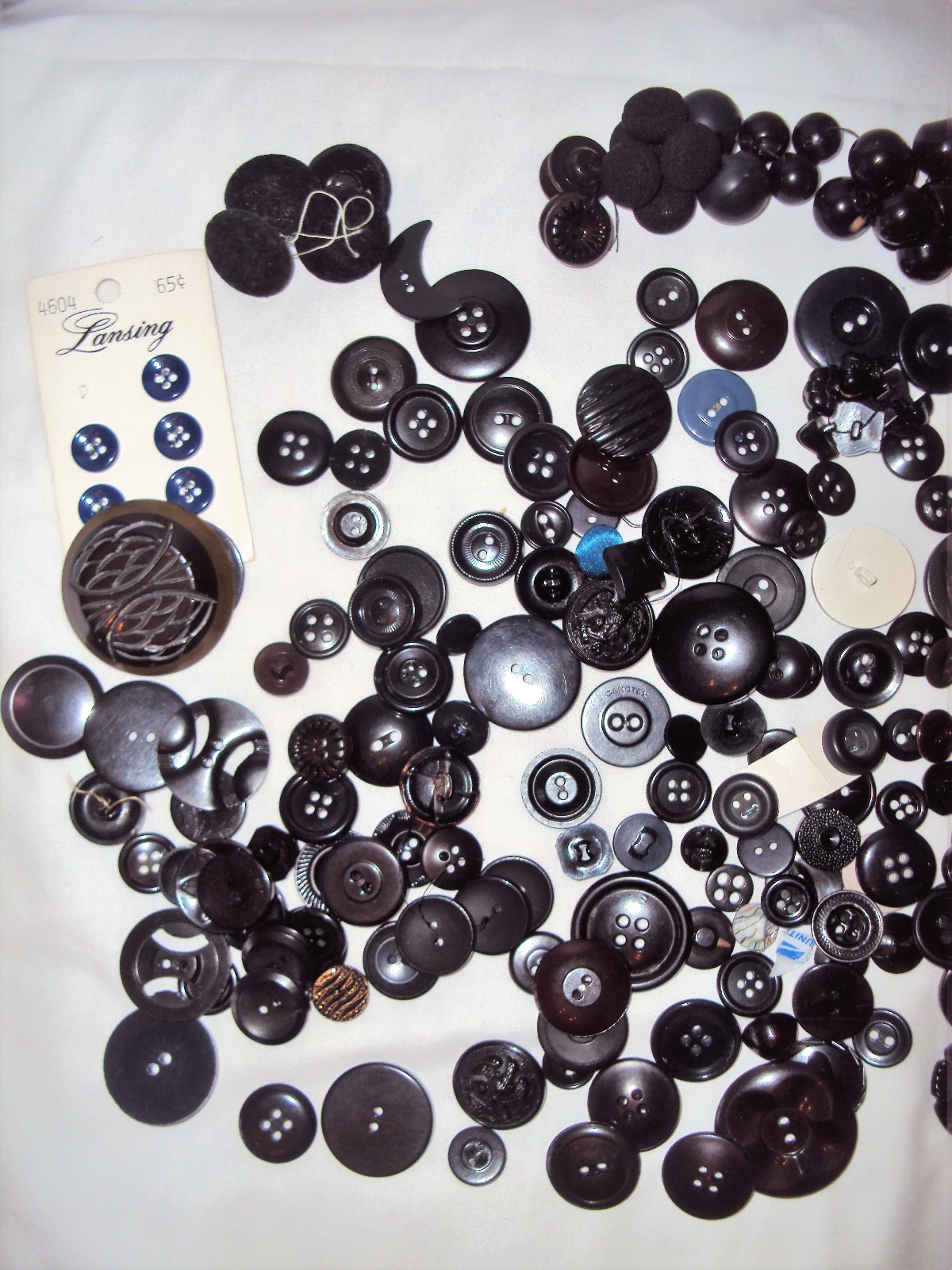 Vintage Button Lot Black Navy Dark Blue Tone Retro Boho Chic 1 pound