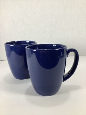 Set Of 2-Corelle Corning Stoneware Coffee/Tea Mugs Cups~12oz~ Navy Blue