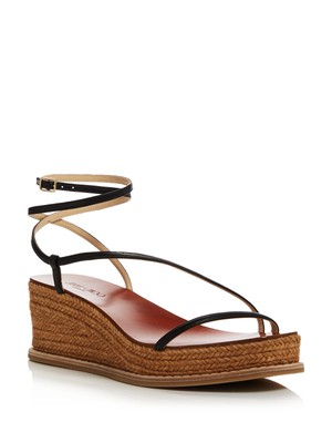 

JIMMY CHOO Женские черные кожаные эспадрильи на танкетке Drive 60 с квадратным носком 37,5, Черный, J000143108