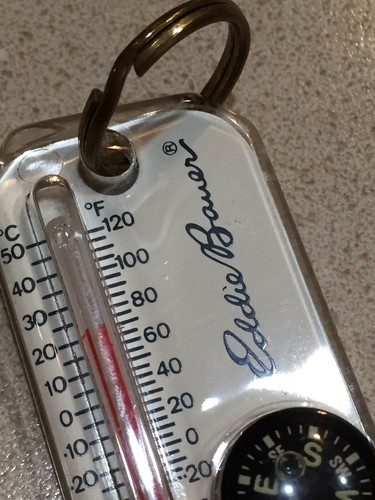Vintage Eddie Bauer Keychain Zipper Pull Thermometer Wind Chill Compass