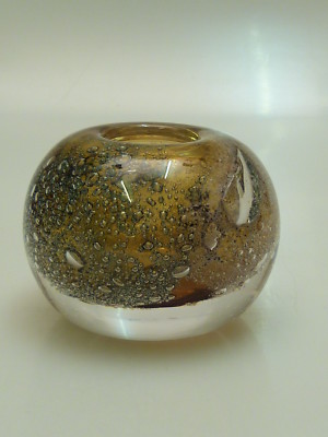 NUUTAJÄRVI NOTSJÖ VULCANO VASE DESIGN HEIKKI ORVOLA 1974 SEVENTIES GLASS VASE