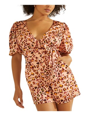 

Женский комбинезон с запахом и вырезом GUESS, карманами и рукавами-пуфами