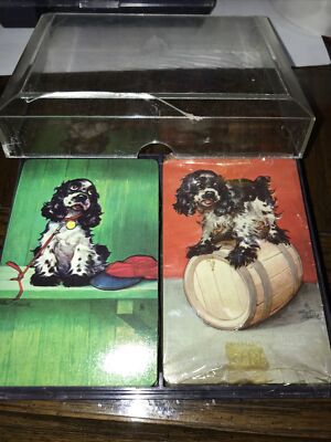 Vtg Albert Staehle BUTCH THE COCKER SPANIEL Cards 2 FULL Decks In Original Box
