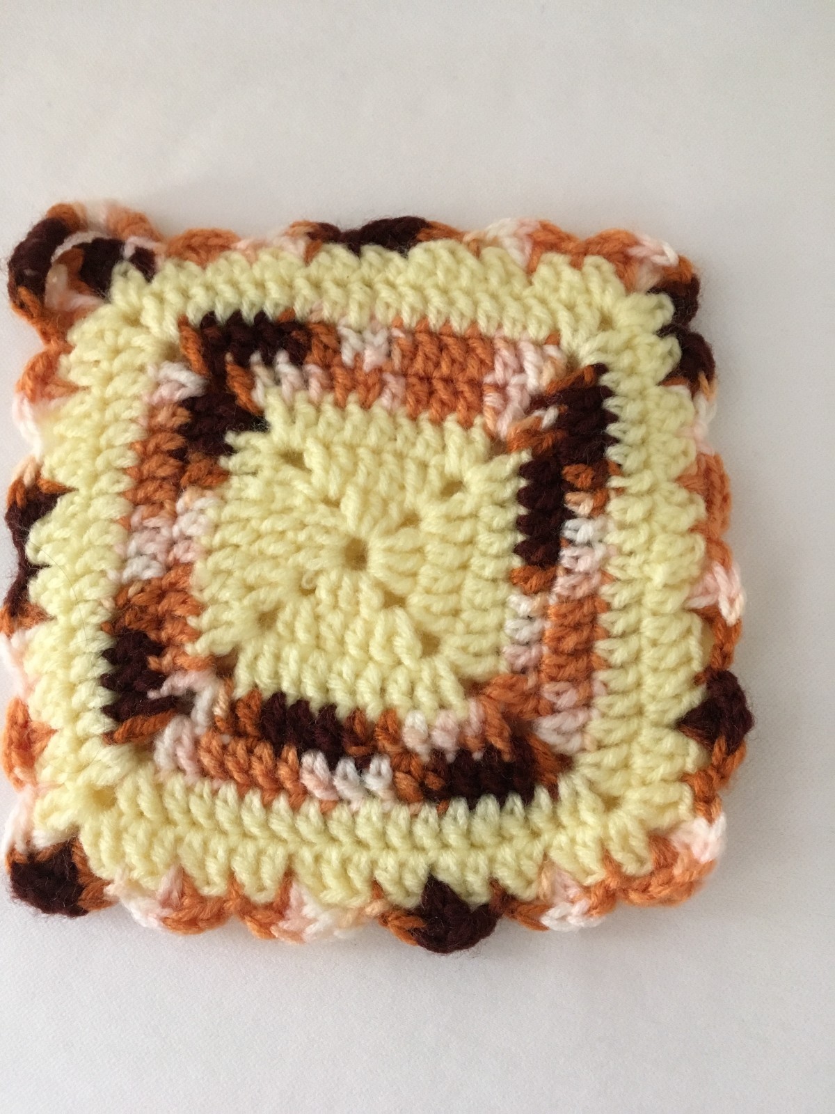 3 Vintage Croqueted Pot Holders / Red, White, Lavendar, Yellow