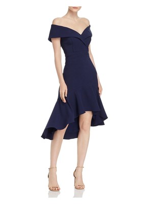 

AQUA DRESSES Женское темно-синее платье миди с открытыми плечами, Navy