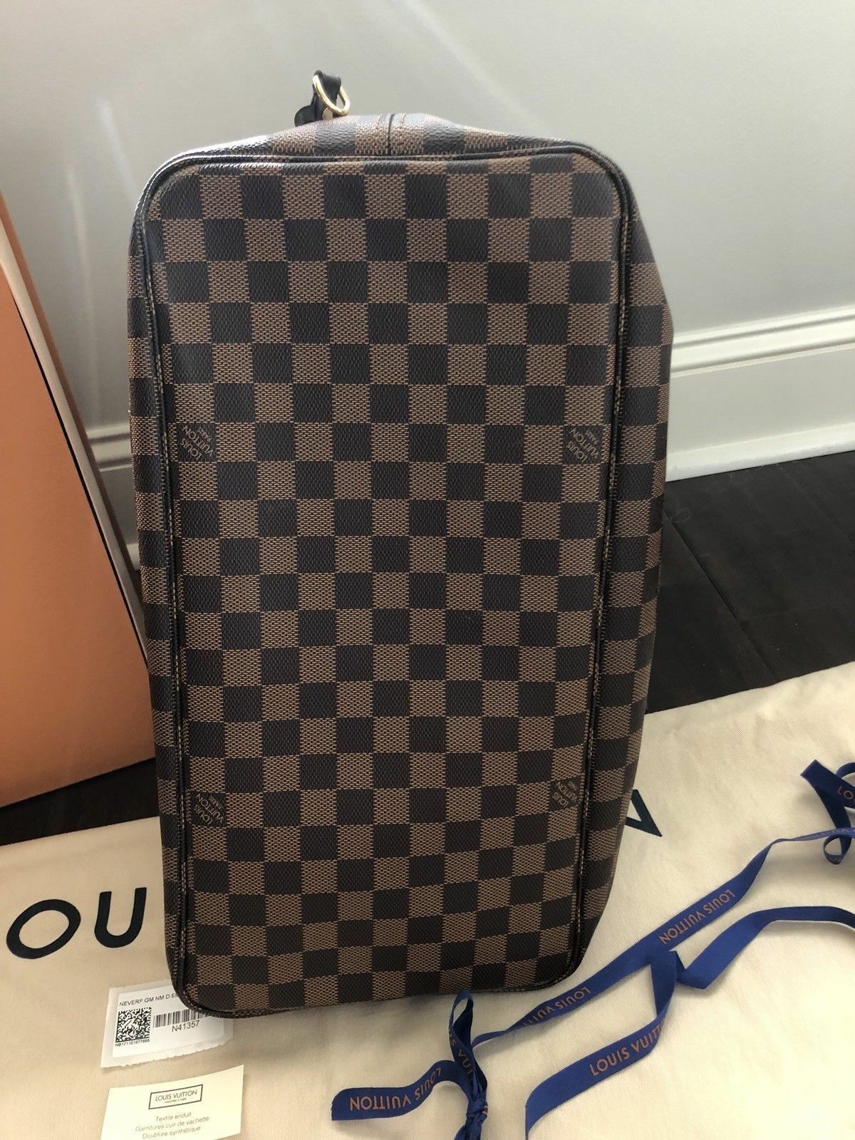 LOUIS VUITTON Neverfull GM Damier Ebene Tote Hand Bag & Pochette