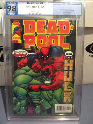 DEADPOOL #4 PGX 9.8 NM/MT W/P KEY 1st MEETING VERSUS HULK 1997 NOT CGC
