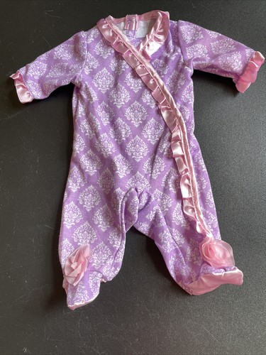 Doll Clothes 18” Doll, 15” AG Bitty Baby Luvabella Purple & Pink Footed Sleeper