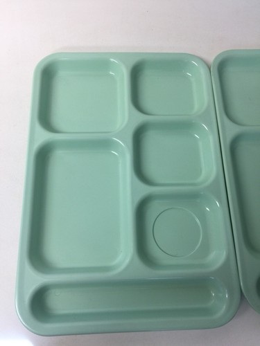Set Dallas Texas Ware Tray Mint Green Cafeteria P-71 Cafe 6 Part Melamine VGUC