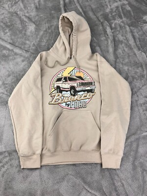 Bronco by Ford Men's Brown Long Sleeve Hoodie Size Small Ford