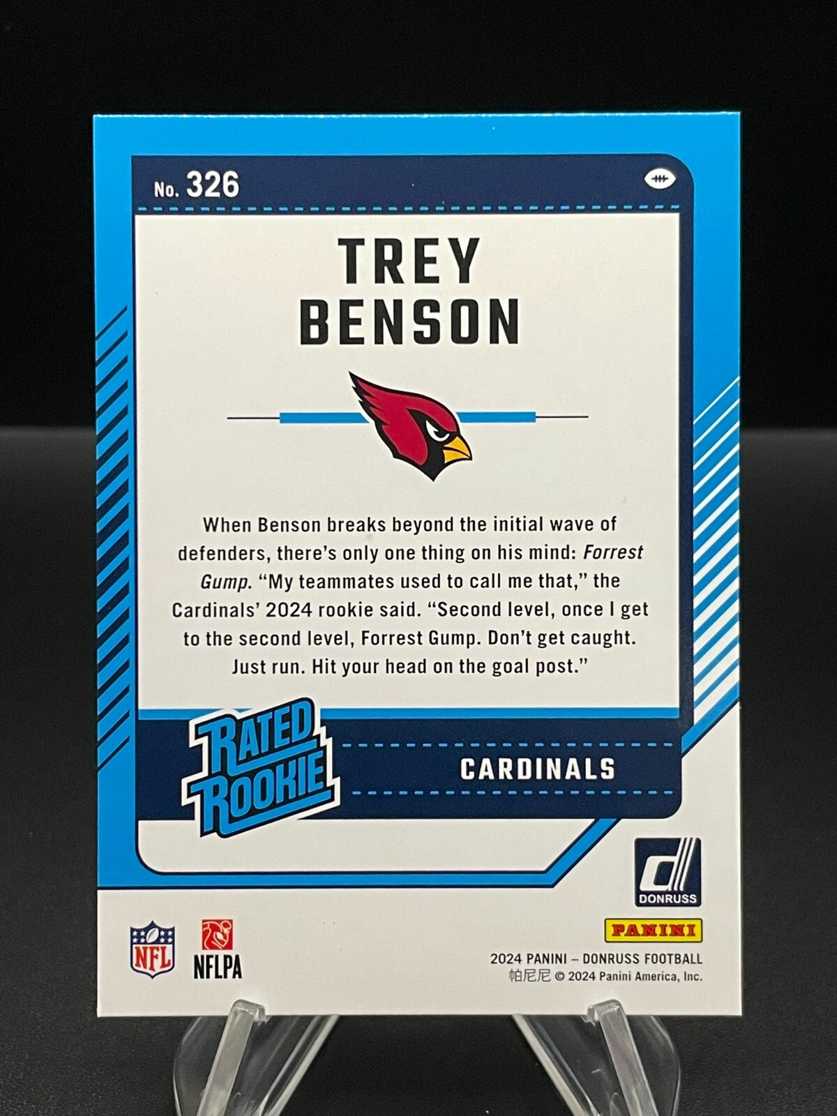Additional photo 2 of 2024 Donruss - Trey Benson Rated Rookie RC - #326 RED PRESS PROOF CARDINALS MINT