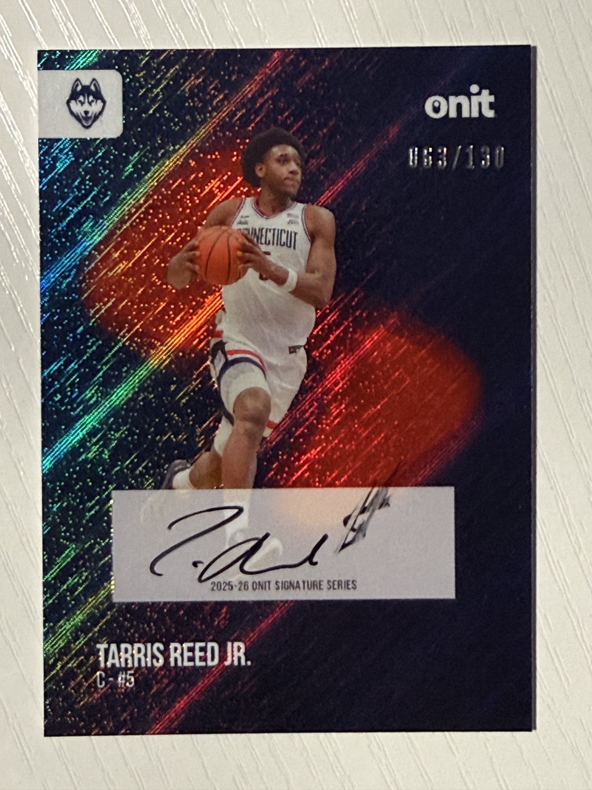 Tarris Reed Jr. 2025-26 Onit UConn Huskies Basketball Signatures Auto 063/130