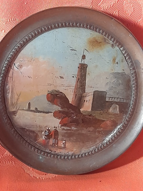 Peinture Miniature Ancienne ScÃ©Ne De Port Ã©Poque 19Ã© Marine Ã©Cole FranÃ§Aise