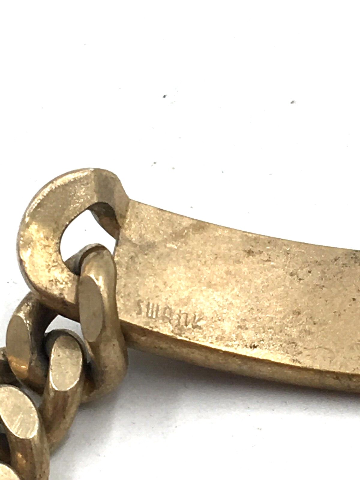 Vintage Swank Brass Mens Chain Link ID Bracelet No Name 7-1/2