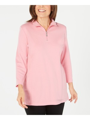 

KAREN SCOTT Женская Розовая Хизеровая Блузка С Длинным Рукавом На Молнии, Розовый