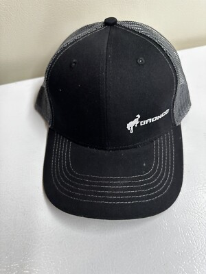 NEW/UNWORN Ford Bronco Cap Black/Charcoal Snapback Trucker Hat Meshback FREE S&H