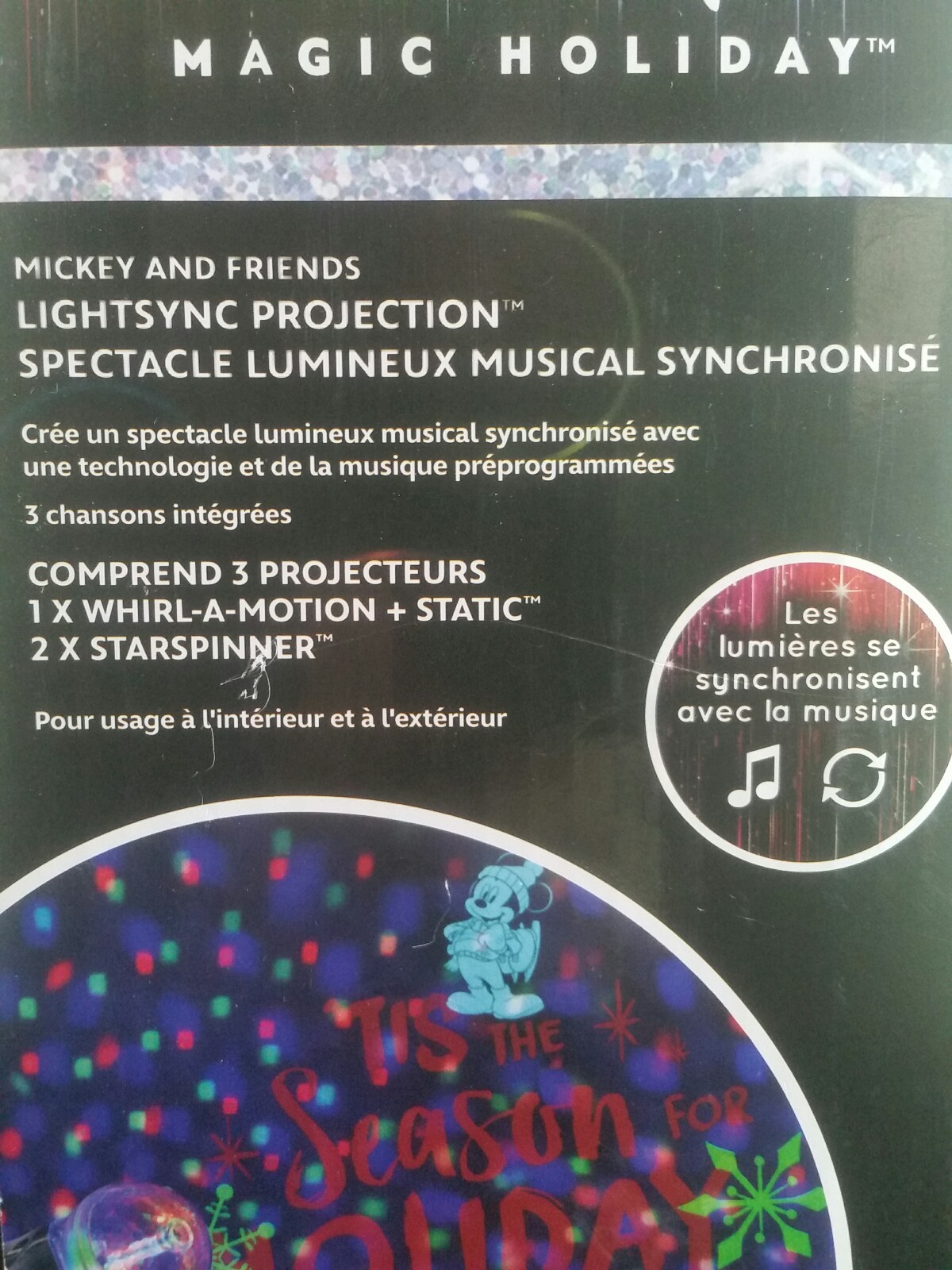 DISNEY Magic Holiday Set of 3 Music Sync Light Show 45ft Multi-color  #1036213