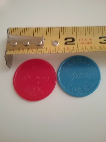 Vintage Lot Of 2 June's Super Valu Blue & Red Plastic Token Blue Earth Minnesota