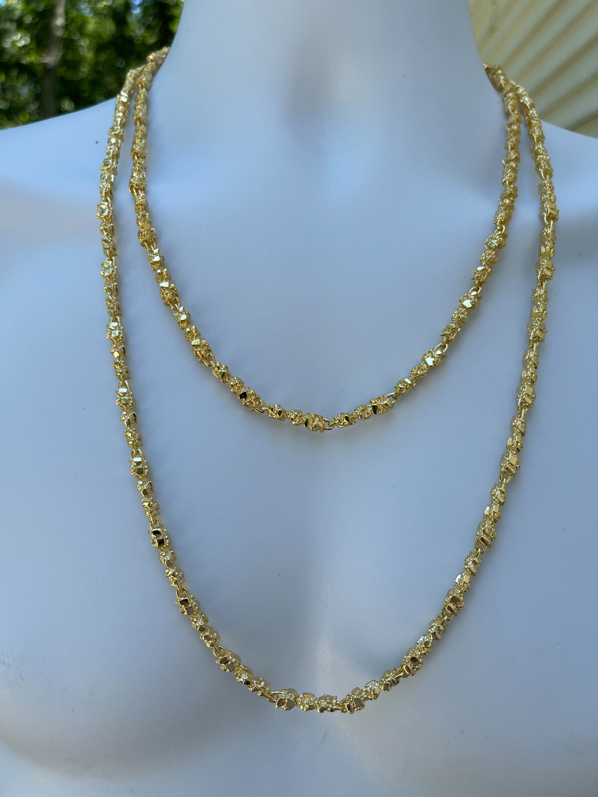 Pre-owned Silver 14k Gold Plated Solid 925 Sterling  Nugget Link Chain Necklace 5mm 18-30"