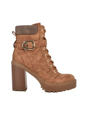 

GBG Женские бежевые ботинки Slythe на платформе 1 дюйм со шнуровкой и круглым носком, 7 м, Бежевый, GGSLYTHE