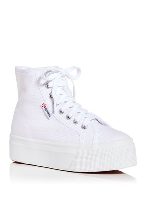 

Женские спортивные кроссовки SUPERGA White Padded 2708 с круглым носком на платформе и шнуровке, Белый, S41273W