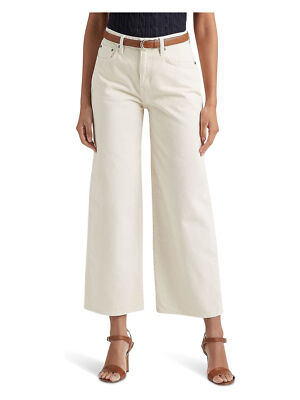 

LAUREN RALPH LAUREN Женские белые широкие брюки с карманами на молнии, Белый, 200831816002