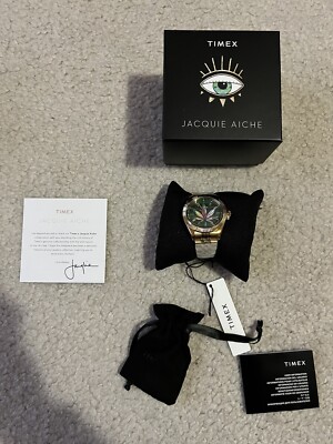 Timex x Jacquie Aiche High Life 41mm Stainless Steel Bracelet Watch Green New