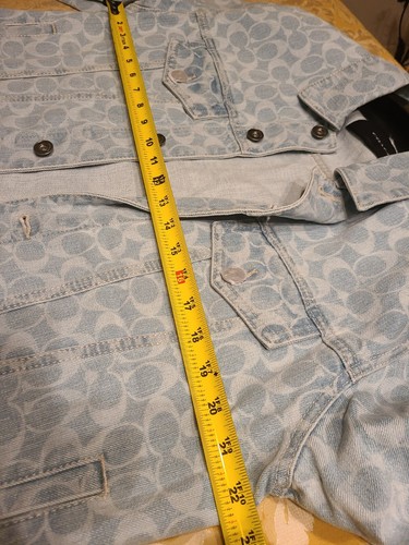 Pre-owned Coach $750  Logo Signature Washed Denim Men Jeans Jacket 48 Limited Edition In Blue