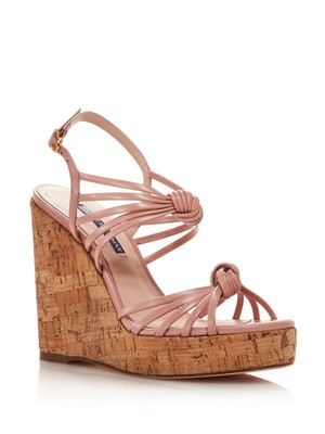 Женские розовые босоножки STUART WEITZMAN на платформе 1-1/2 из пробковой кожи с ремешком на танкетке 6,5 М