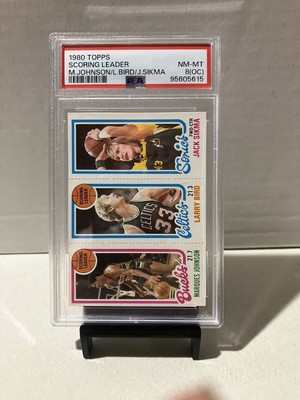 1980 Topps Scoring Leader M. Johnson/ Larry Bird/Sikma PSA 8