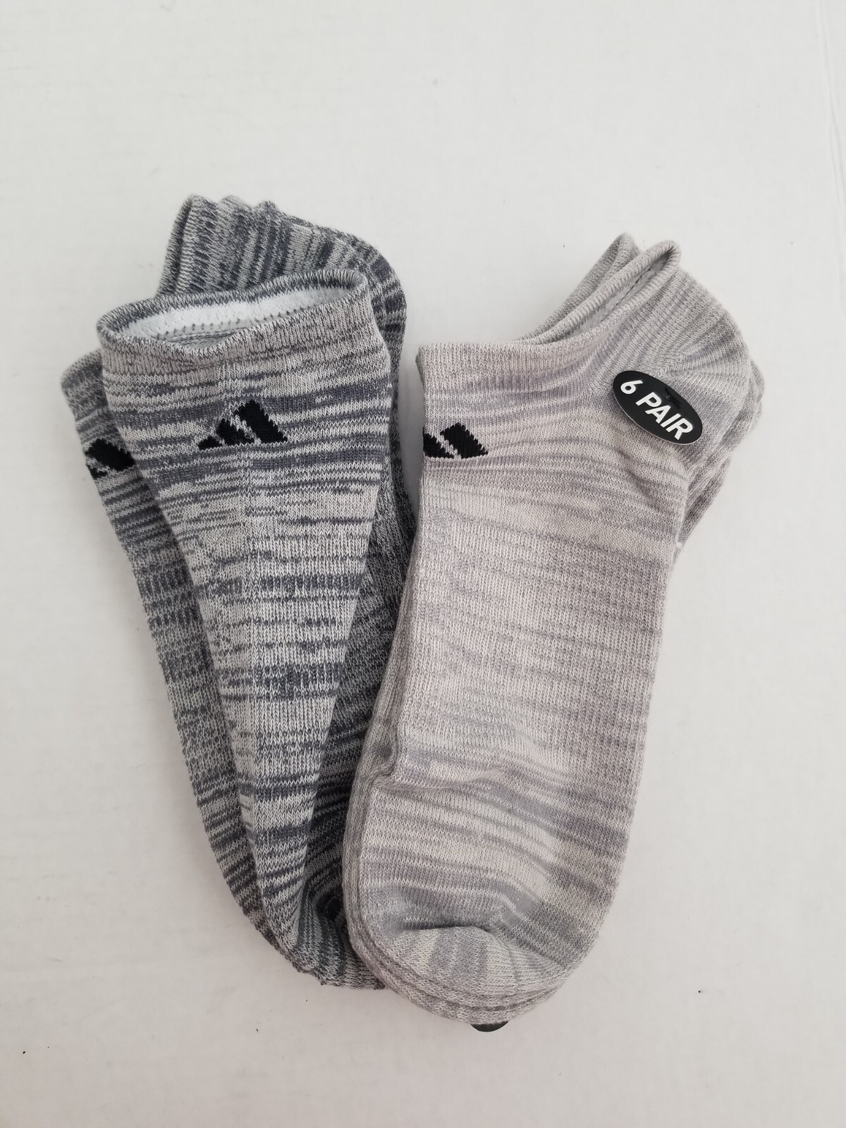

6 пар женских и мужских носков ADIDAS Grey Mélange Stripe No Show, размер 6–10, НОВИНКА, Серый