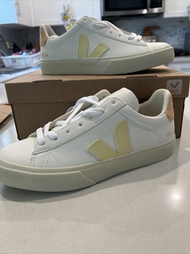 VEJA★CAMPO★WHITE SUN PEACH Size 7 - VEJA Campo Chromefree Leather Low White/Sun/Peach W