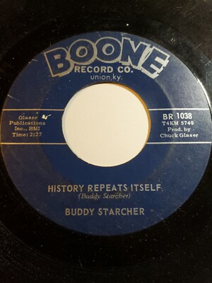BUDDY STARCHER History Repeats Itself /Sniper's Hill 45rpm Boone 1966 GOOD+ F146
