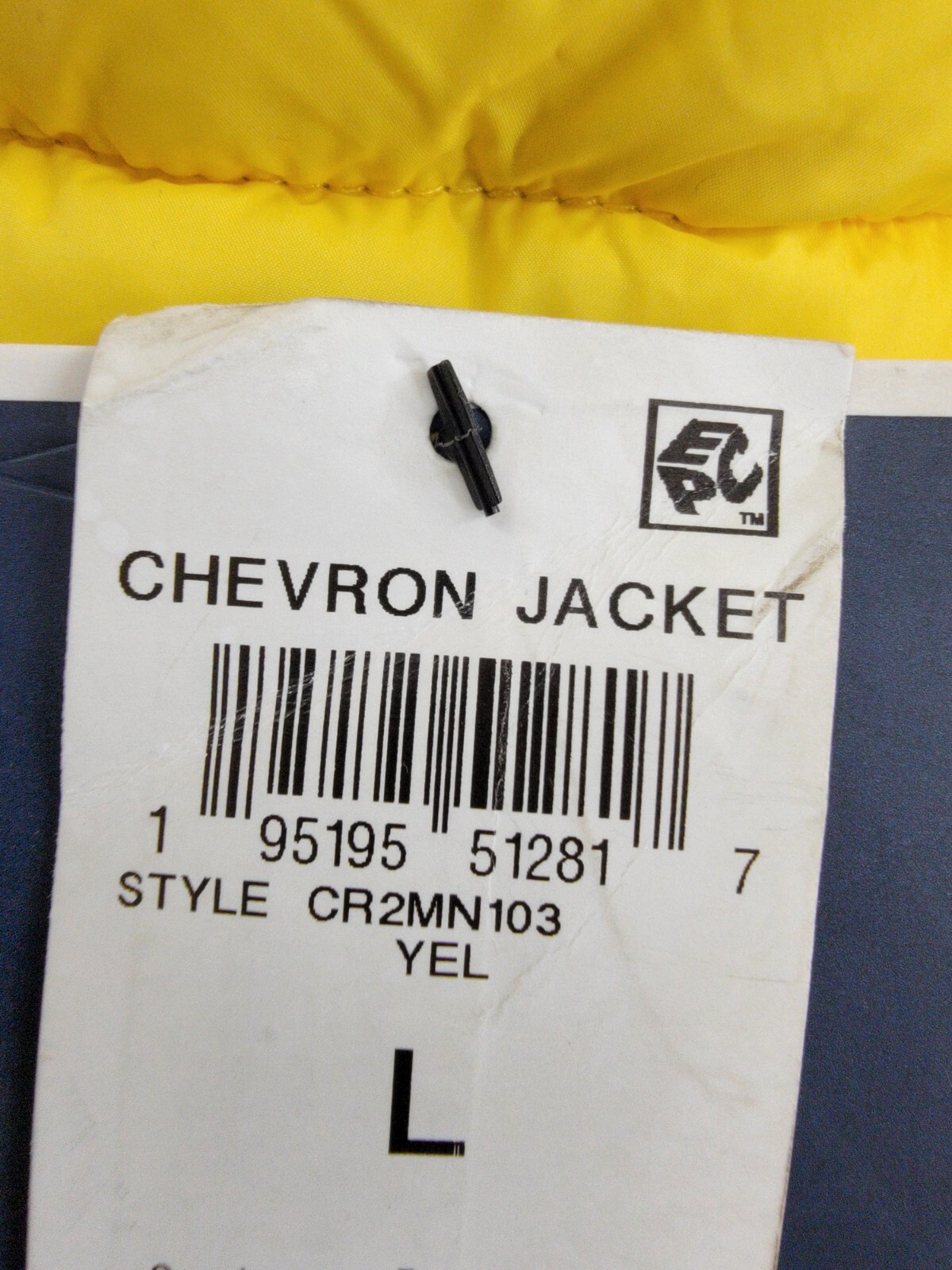 Club Room Chevron Quilted Hooded Puffer Jacket Men's L Yellow Zip Closure L/S~ - Picture 20 of 20
