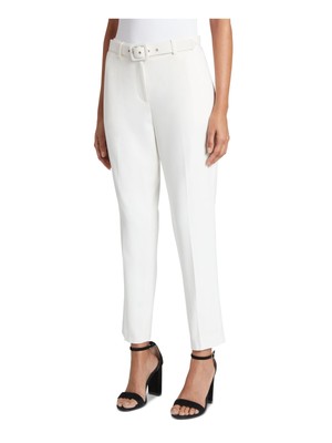 

Женские вечерние прямые брюки TAHARI цвета слоновой кости с поясом и молнией Petites, Цвет слоновой кости, TSPS0WP167