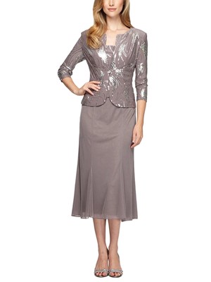 

ALEX EVENINGS Женская серая вечерняя куртка без воротника и на застежке Petites, Серый, 296267