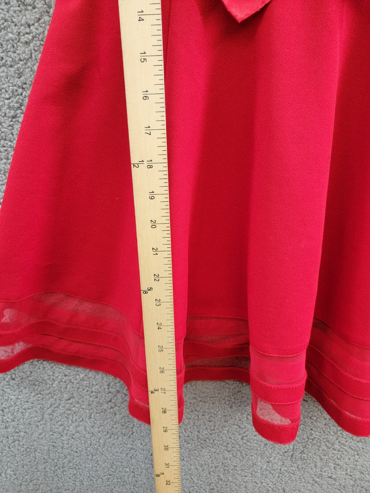 Calvin Klein Sleeveless Illusion Mesh Dress Girl's 10.5 Red Round Neck Back Zip - Picture 7 of 16