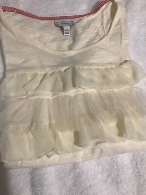 Girls Cream D-Signed Disney Top With Ruffles Size L ((14/16) 100% Cotton .