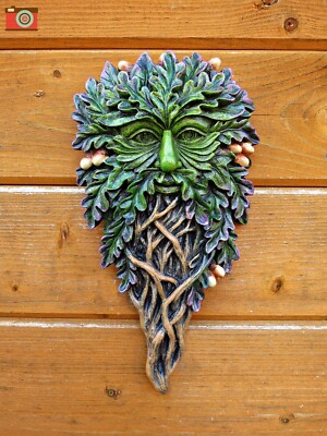 A BEAUTIFUL GREEN MAN WALL PLAQUE. ALL SEING OAK, Tree Spirits, Wiccan, Pagan.