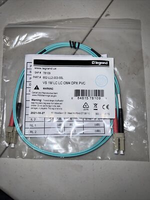 Legrand VS 1M LC LC 10G DPX PVC Fiber Optic Patch Cord. # 852-LL2-003(2PACK)