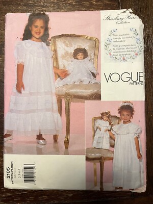 Vogue 2105 UNCUT Sewing Pattern, Children's & Doll's Dress, Size 2-3-4-5