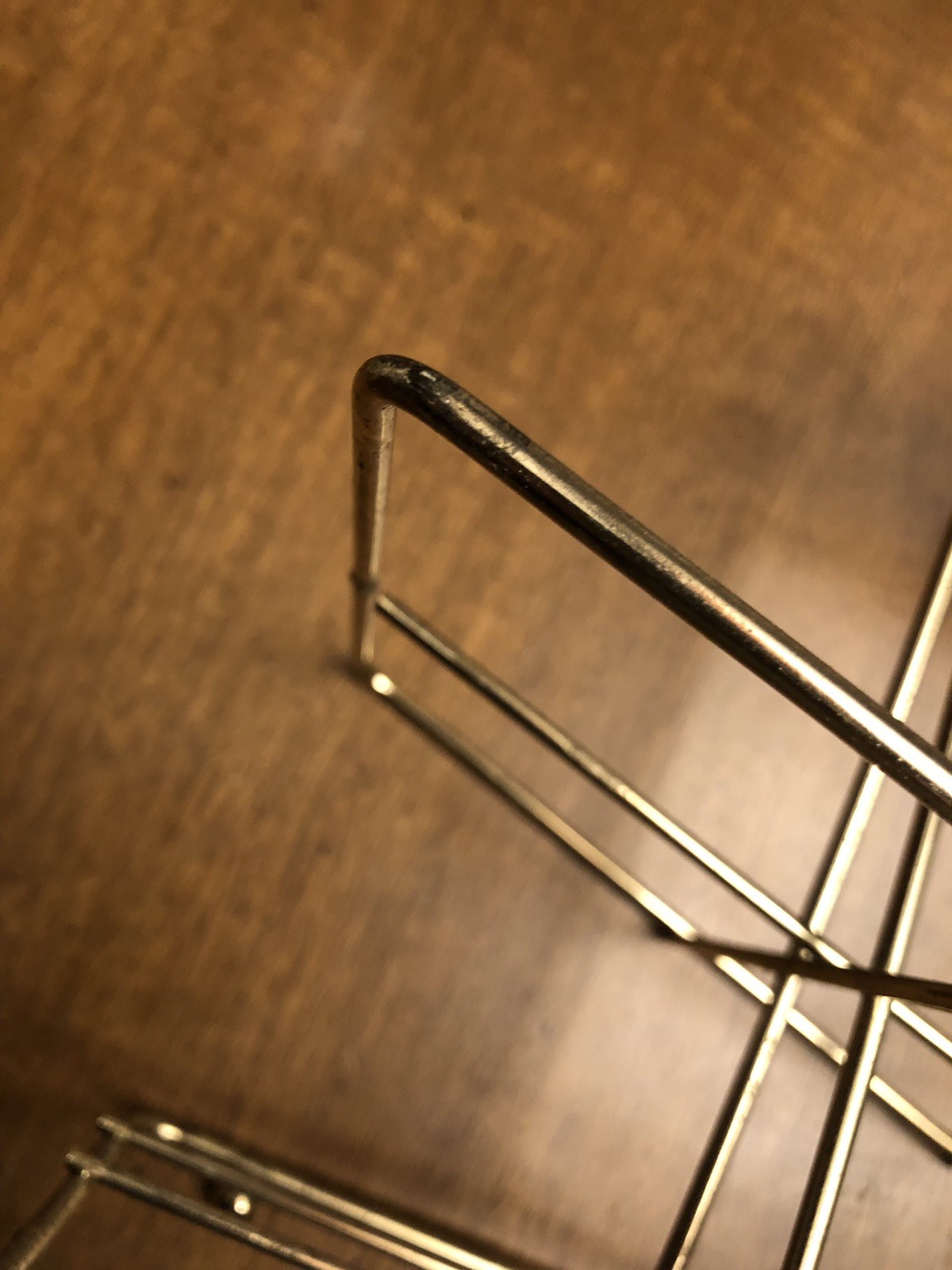 Vintage Wire Caddy Drinking Glass Carrier Mid Barware Holder Wood Handle